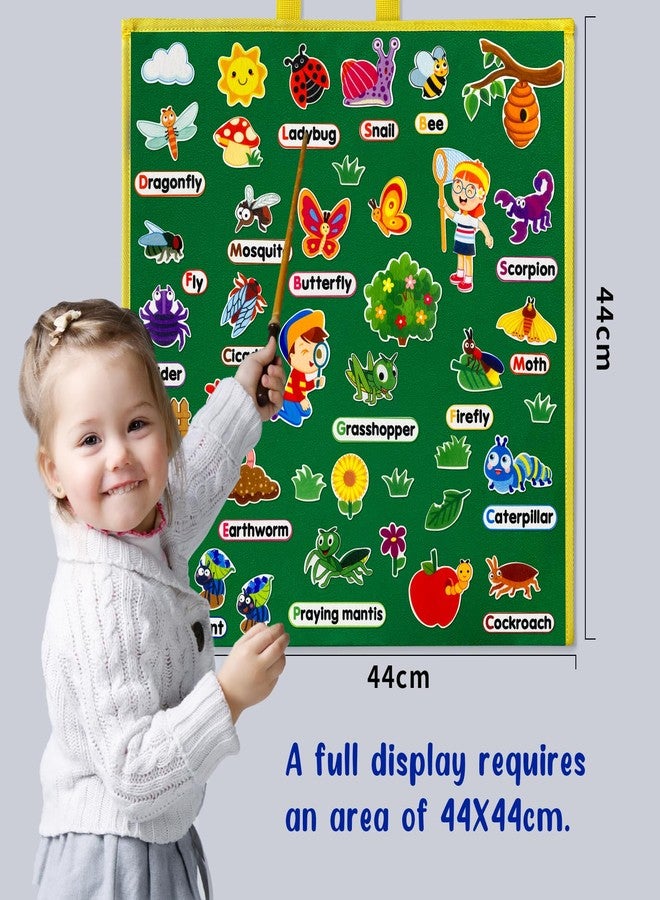 PENGFULL Felt Flannel Board Story Pieces for Toddlers Preschool,Kids Interactive Storytelling Teaching Play Kits for Flannel Board,with Words Felt Pieces(Insect Butterfly) - Image 5
